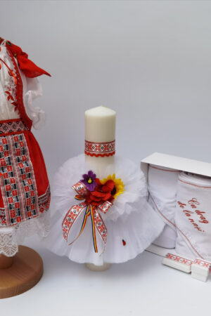 Set Traditional Botez - Costumas fetita Trusou Lumanare 7